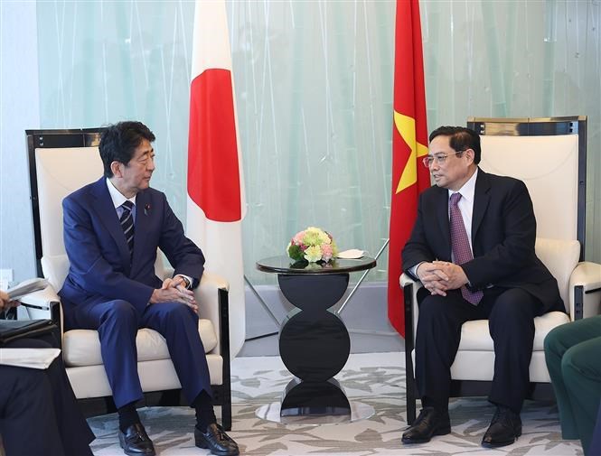 Vietnamese PM receives former PM of Japan hinh anh 1