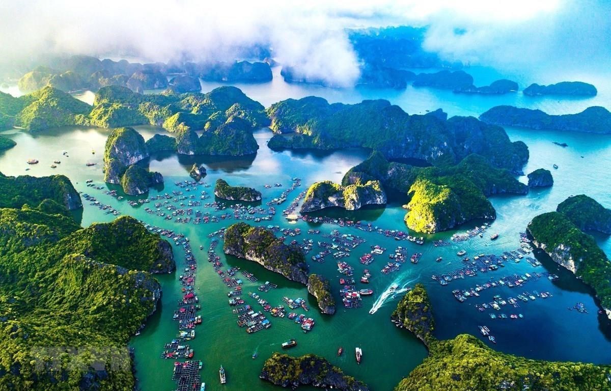 An aerial view of Cat Ba islands (Photo: VietnamPlus)