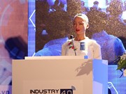 Robot citizen Sophia speaks at Industry 4.0 Summit & Exhibition