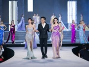 Beauty queens pose on the catwalk of the Vietnam Beauty Fashion Fest