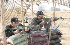 Defence officer observes military exercise in India
