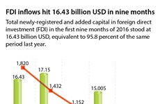 FDI inflows hit 16.43 billion USD in nine months