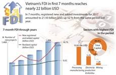 FDI in first 7 months reaches nearly 22 billion USD
