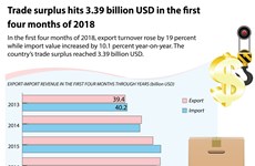Trade surplus hits 3.39 billion USD in first four months of 2018