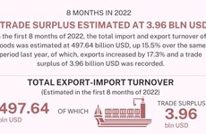 Trade surplus estimated at 3.96 bln USD