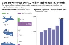 Vietnam welcomes over 7.2 million international visitors in 7 months