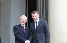 Party leader holds talks with French President Emmanuel Macron