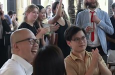 The jubilant atmosphere at the British Ambassador's residence in Vietnam when England defeated Iran
