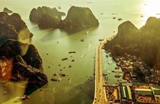 Beautiful Ha Long Bay view from above