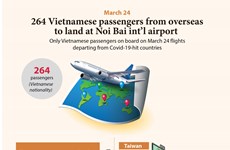 264 Vietnamese passengers from overseas to land at Noi Bai int’l airport 