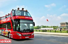 Wandering around Hanoi with double-decker bus city tour