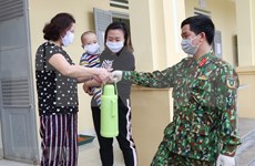 Military soldiers take care of people under quarantine 