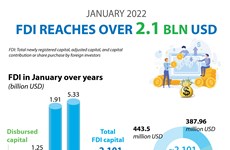 FDI reaches over 2.1 billion USD in January 