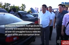 Philippines destroys dozens of luxury cars in anti-corruption campaign