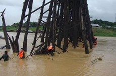 Thailand's longest wooden bridge on brink of collapse due to rains