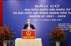 Party leader casts ballots in Hanoi’s Hai Ba Trung district