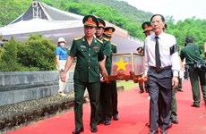 Reburial held in Thanh Hoa for remains of martyrs repatriated from Laos