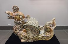 Ceramic works on sacred animals on display in Hanoi