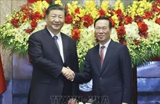 Top leaders of Vietnam and China hold talks in Hanoi