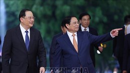 Vietnamese, Lao PMs join in working session in Hanoi