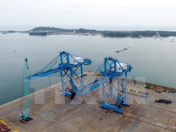 Giant cranes made in Vietnam shipped to central port hinh anh 1