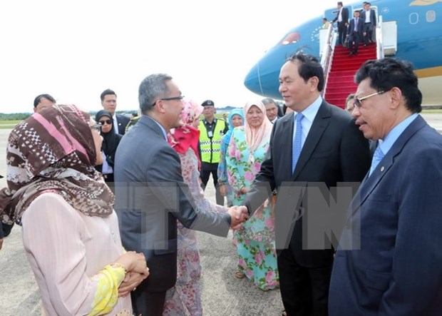 President arrives in Brunei, begins State-level visit hinh anh 1