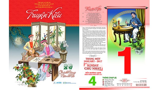 The tale of Kieu printed on calendar hinh anh 1