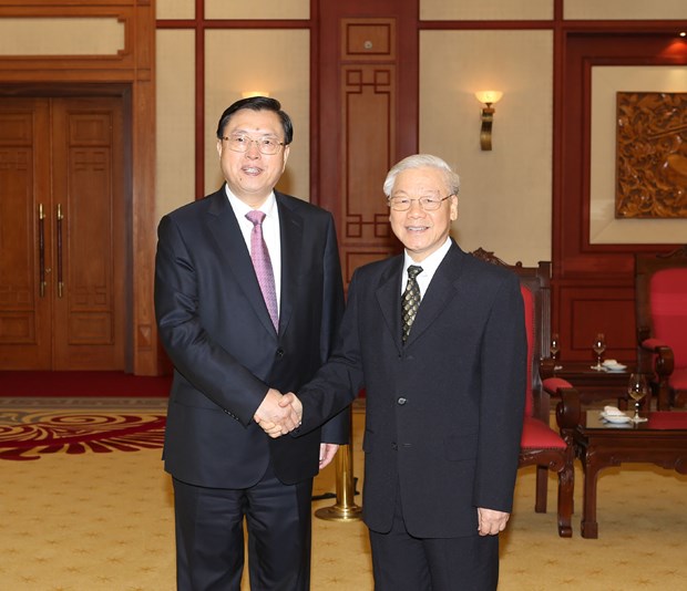 Party chief welcomes Chinese legislative leader hinh anh 1