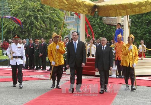 President Tran Dai Quang welcomed in Cambodia hinh anh 1