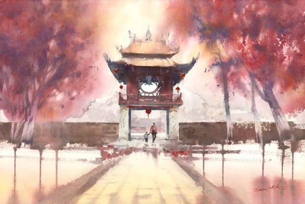 International watercolour paintings to be exhibited at Temple of Literature hinh anh 7