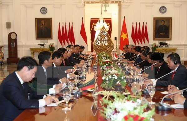 Vietnamese Party leader holds talks with Indonesian President hinh anh 1