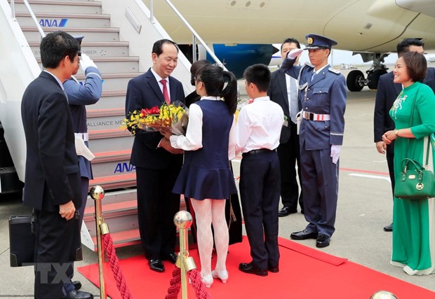 President Tran Dai Quang begins State visit to Japan hinh anh 1