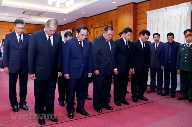 Lao delegations pay tribute to Vietnamese President in Champasak hinh anh 1