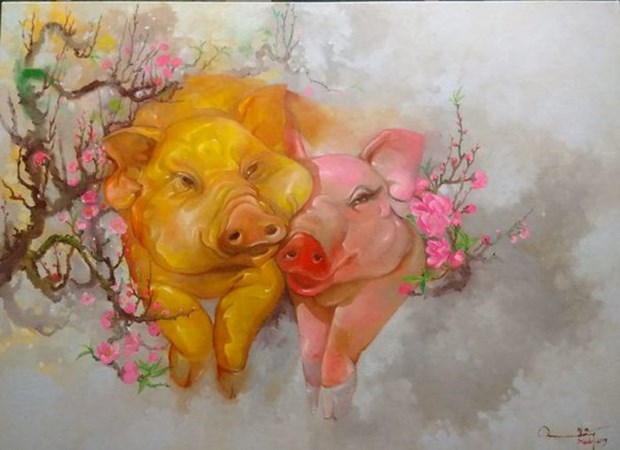 Painting exhibition welcomes Year of the Pig hinh anh 1