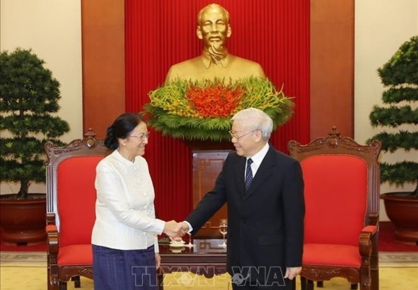 Leader Nguyen Phu Trong hosts Lao top legislator hinh anh 1
