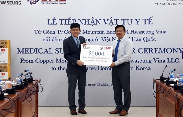 Enterprises present medical supplies to Vietnamese in RoK amid COVID-19 hinh anh 1