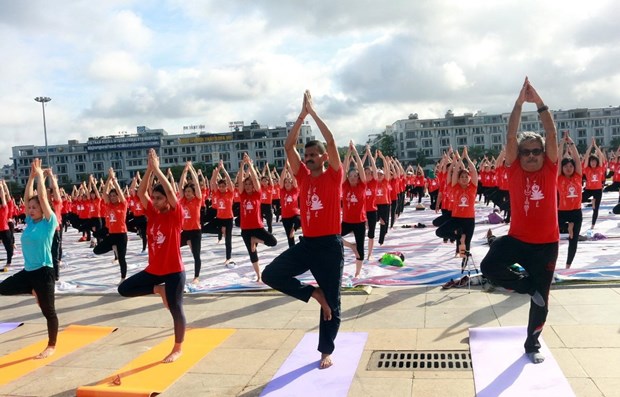 Int’l Yoga Day draws nearly 3,000 in Quang Ninh hinh anh 1