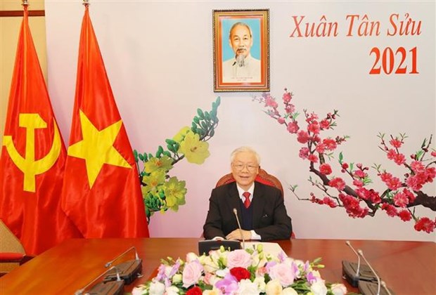 Top leader holds phone talks with new Secretary General of Lao People’s Revolutionary Party hinh anh 1