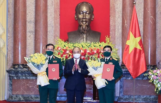 Leaders of Ministry of National Defence get ranks promoted hinh anh 1