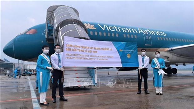 Vietnam Airlines operates first regular direct flight from US hinh anh 1