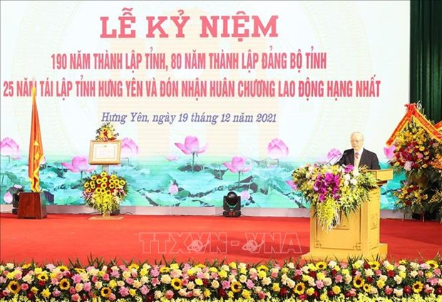 Party leader attends celebration of Hung Yen province’s 190th founding anniversary hinh anh 1