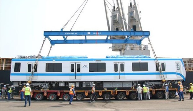 Train importation for HCM City’s first metro line to be completed in March hinh anh 1