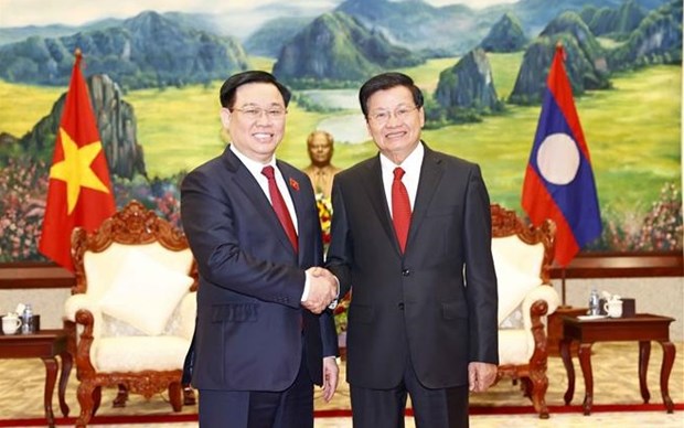NA Chairman pays courtesy visit to Lao Party leader hinh anh 1