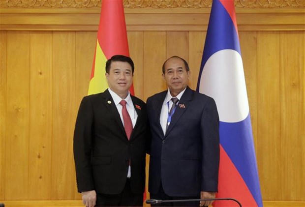 Top Vietnamese legislator meets with Vice President of Lao NA hinh anh 2
