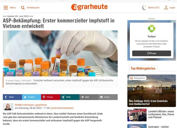 Vietnam develops world's first effective vaccine against ASF: German newspaper hinh anh 1