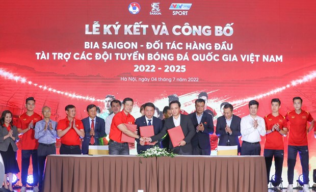 SABECO renews deal to sponsor national football teams for three years hinh anh 1