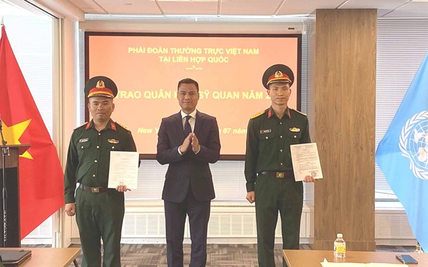 New ranks bestowed upon Vietnam's military officers at UN headquarters hinh anh 1