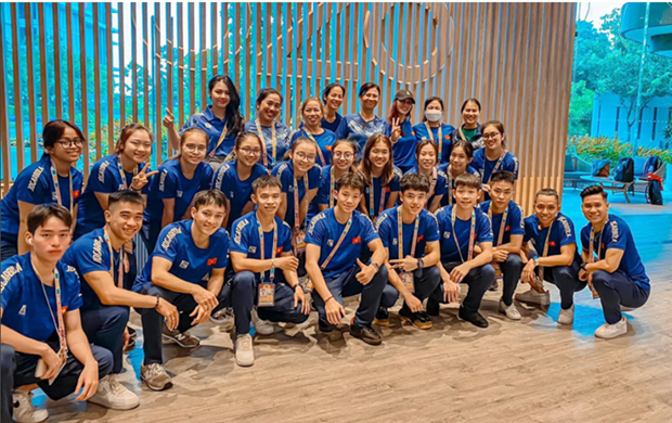 Vietnam wins gold at 7th Aerobic Gymnastics Asian Championships hinh anh 1