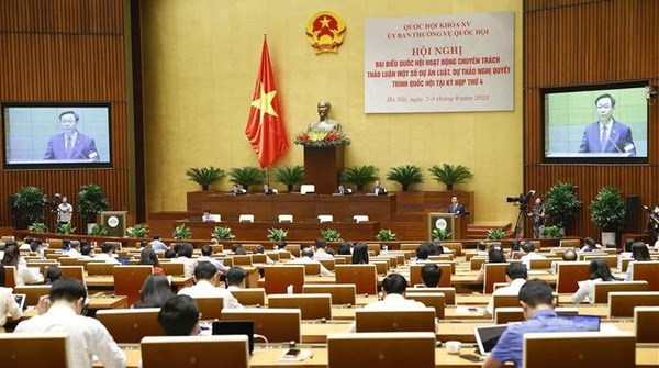 Full-time legislators discuss draft bills, resolution to be approved at NA fourth session hinh anh 1