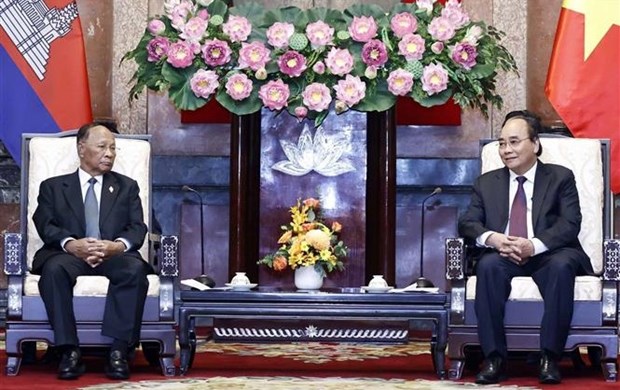 President hosts Cambodian top legislator hinh anh 1